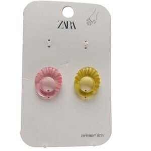 Zara Pink Yellow Acrylic Ring Set READ ME MISSING TWO Size 4